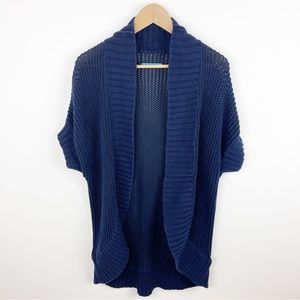 Alice + Olivia Navy Blue Chunky Knit Cardigan Sweater Size Medium